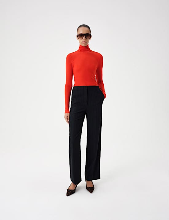 Wool Touch Roll Neck Long Sleeve Top