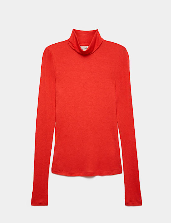 Wool Touch Roll Neck Long Sleeve Top