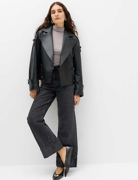 Wool Touch Roll Neck Long Sleeve Top