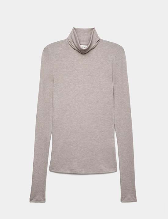 Wool Touch Roll Neck Long Sleeve Top