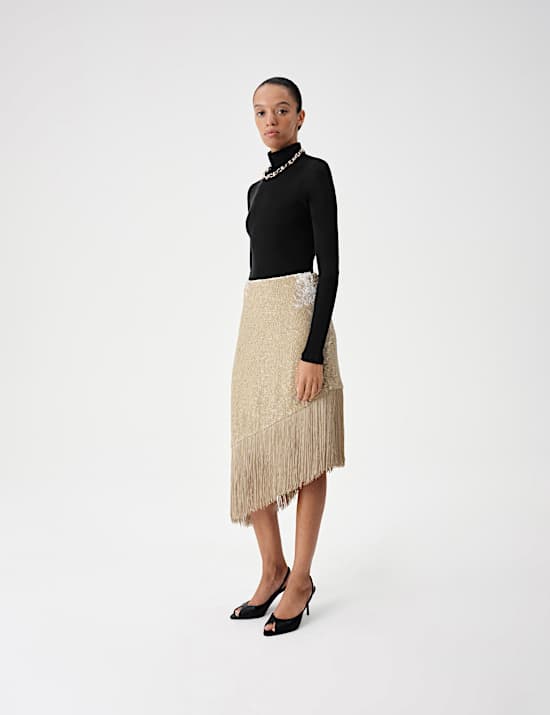 Wool Touch Roll Neck Long Sleeve Top
