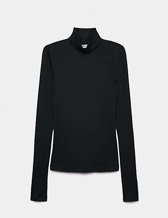 Wool Touch Roll Neck Long Sleeve Top