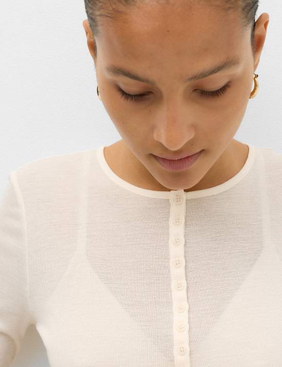 Lyocell Rich Henley Top with Wool