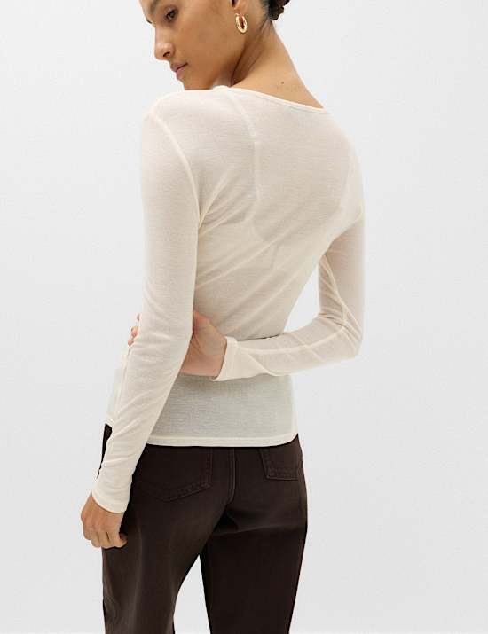 Lyocell Rich Henley Top with Wool