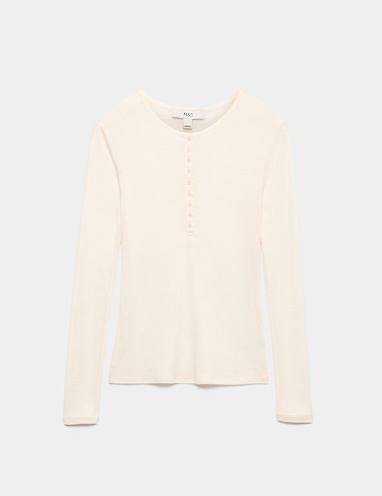 Lyocell Rich Henley Top with Wool