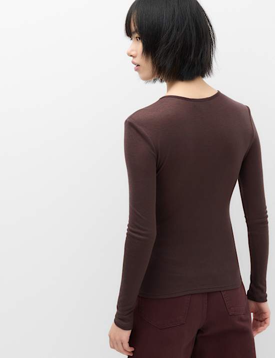 Lyocell Rich Henley Top with Wool