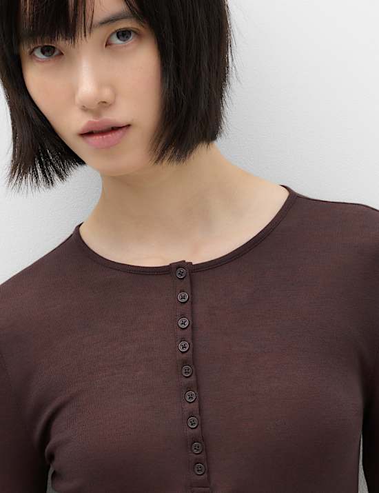 Lyocell Rich Henley Top with Wool