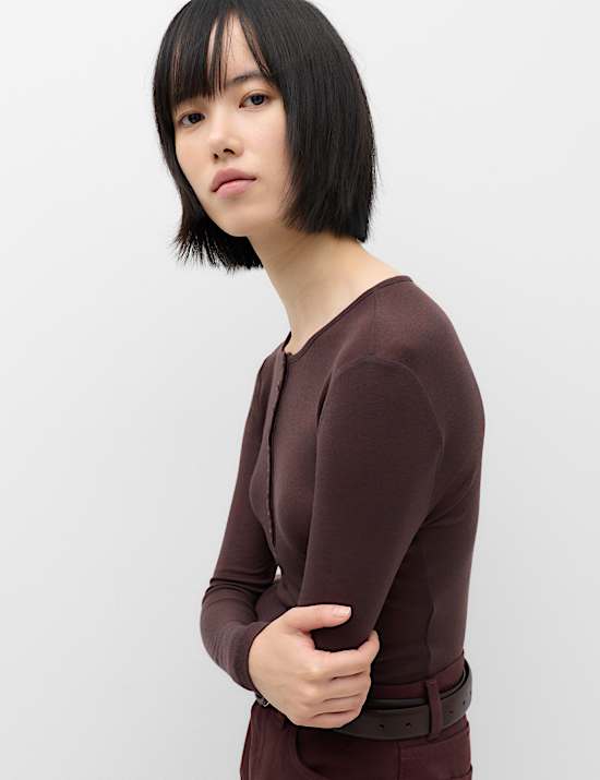 Lyocell Rich Henley Top with Wool
