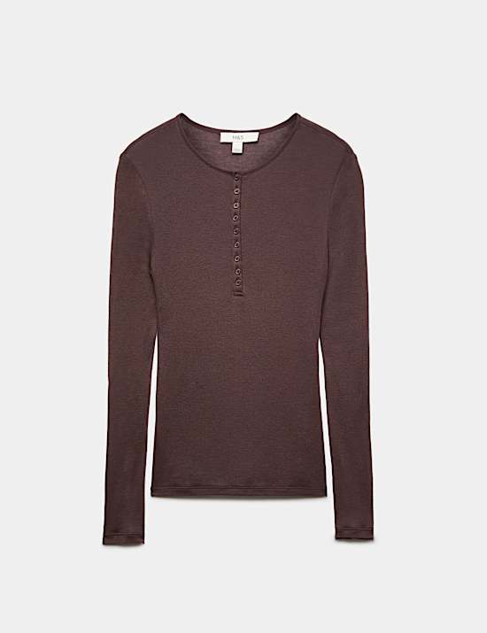 Lyocell Rich Henley Top with Wool