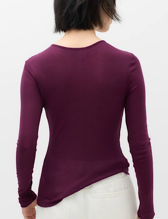 Lyocell Rich Henley Top with Wool