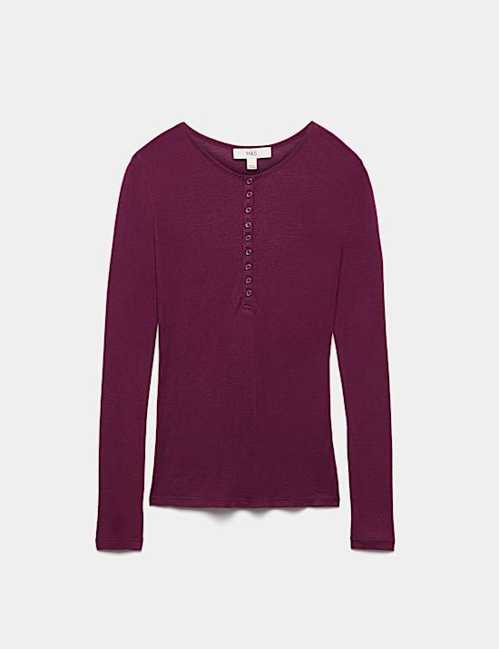 Lyocell Rich Henley Top with Wool