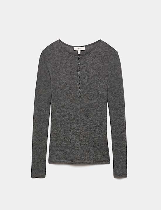Lyocell Rich Henley Top with Wool