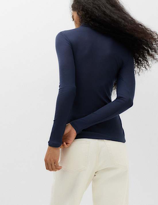 Lyocell Blend Collared Top with Wool