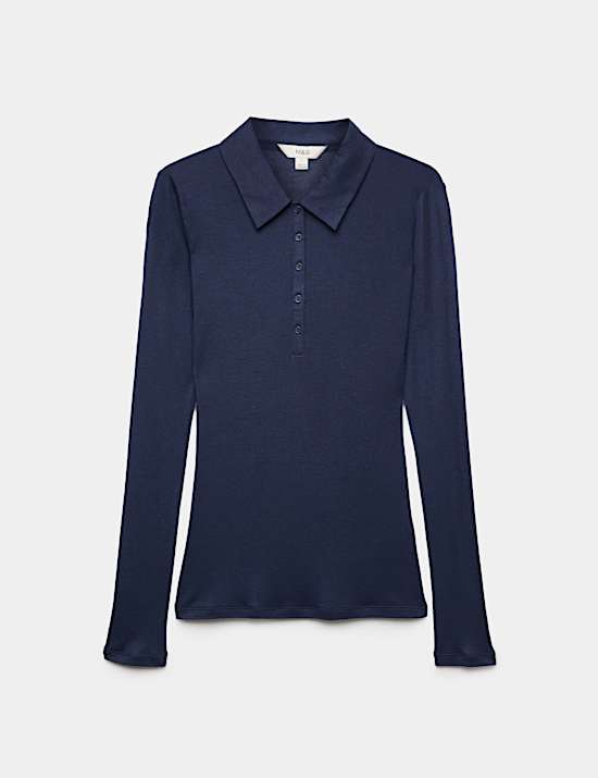 Lyocell Blend Collared Top with Wool