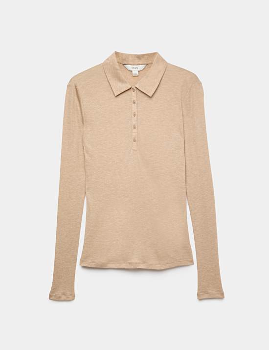 Lyocell Blend Collared Top with Wool