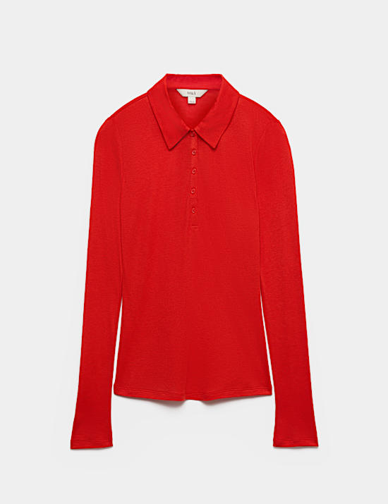 Lyocell Blend Collared Top with Wool
