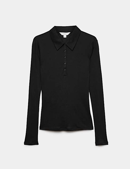 Lyocell Blend Collared Top with Wool