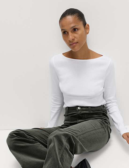 Pure Cotton Slash Neck Top