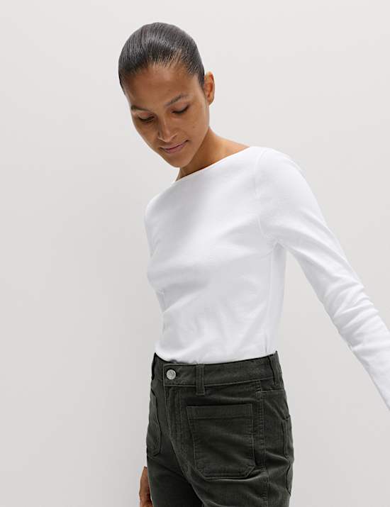 Pure Cotton Slash Neck Top