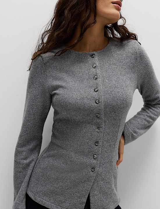 Cosy Crew Neck Slim Fit Cardigan