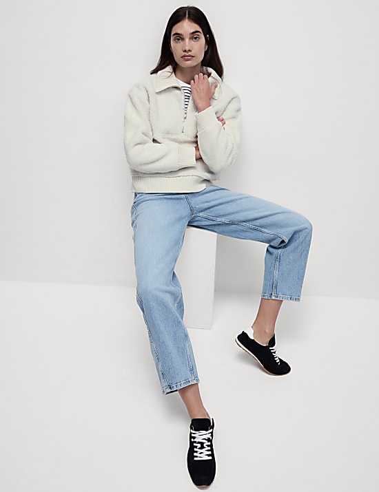 Borg Textured Half Zip Sweatshirt