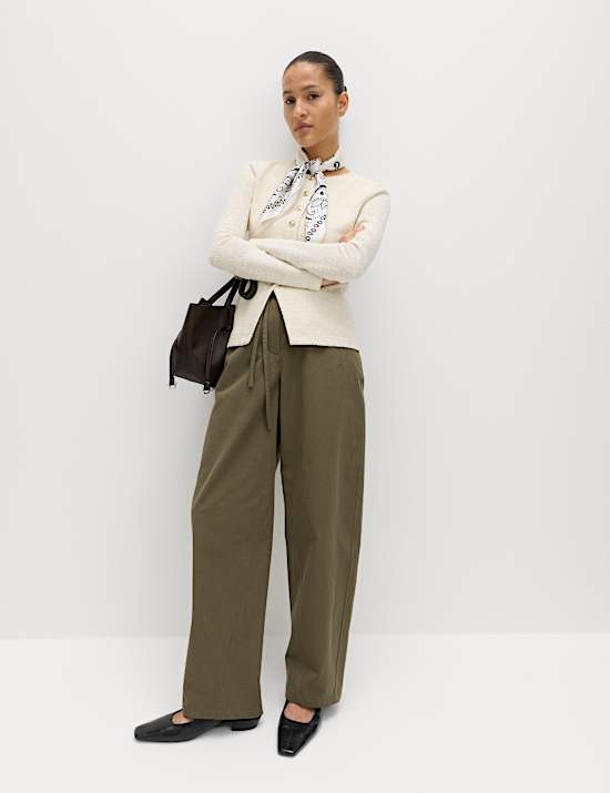 Textured Button Detail Peplum Top with Cotton