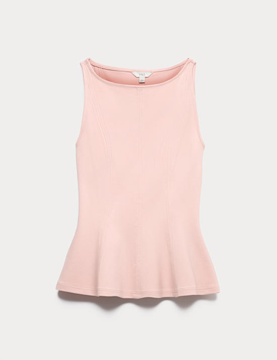 Slash Neck Sleeveless Peplum Top
