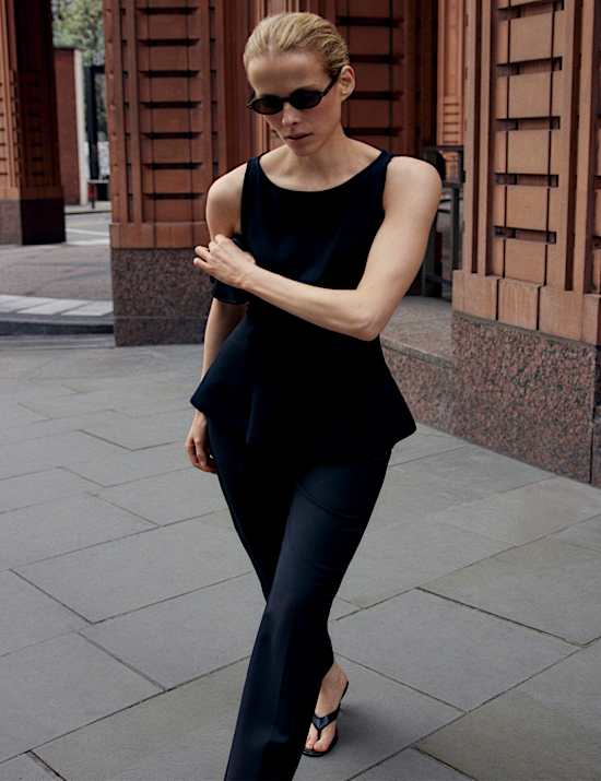 Slash Neck Sleeveless Peplum Top