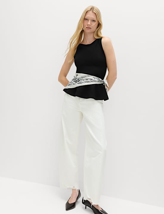 Slash Neck Sleeveless Peplum Top