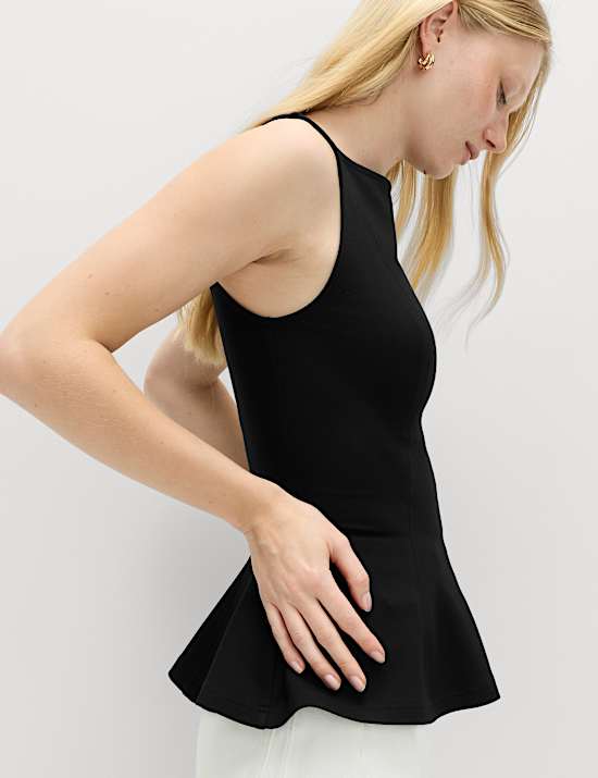 Slash Neck Sleeveless Peplum Top