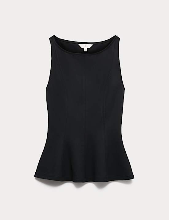 Slash Neck Sleeveless Peplum Top