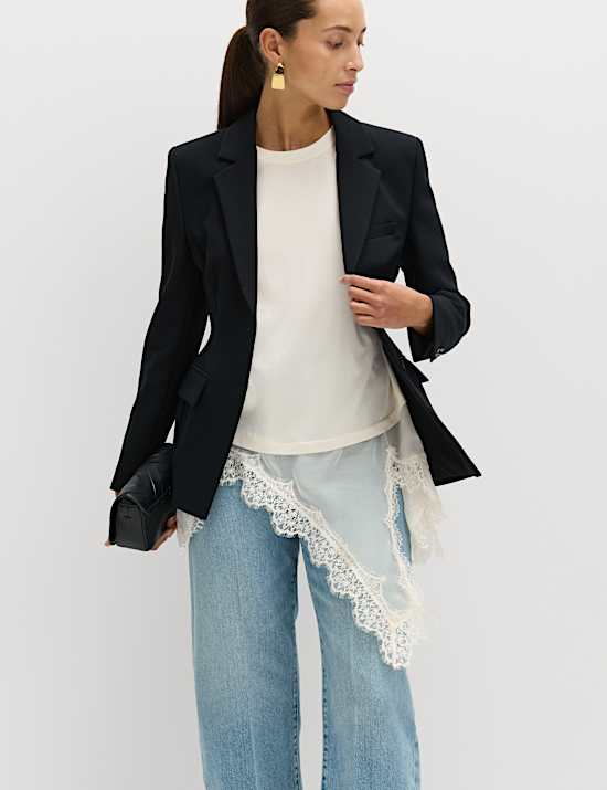 Camiseta de mezcla de algod&oacute;n con detalle de encaje