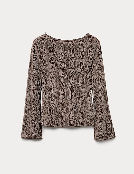 Velvet Smocked Long Sleeve Top