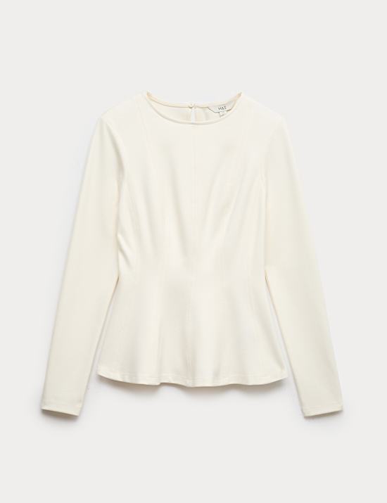 Getailleerde top met lange mouwen en peplum