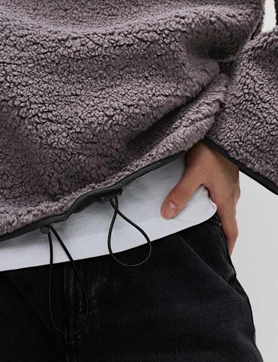 Borg Funnel Neck Half Zip Sweatshirt