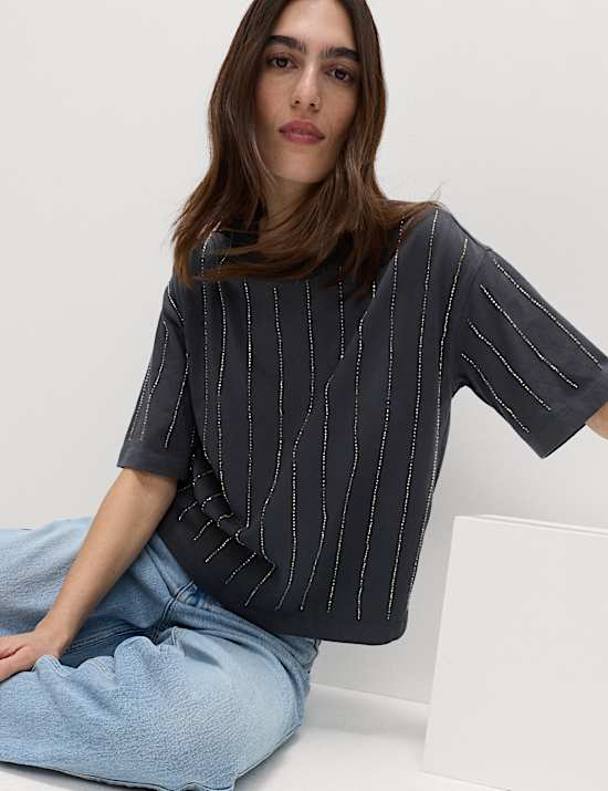 T-shirt 100 % coton à ornements