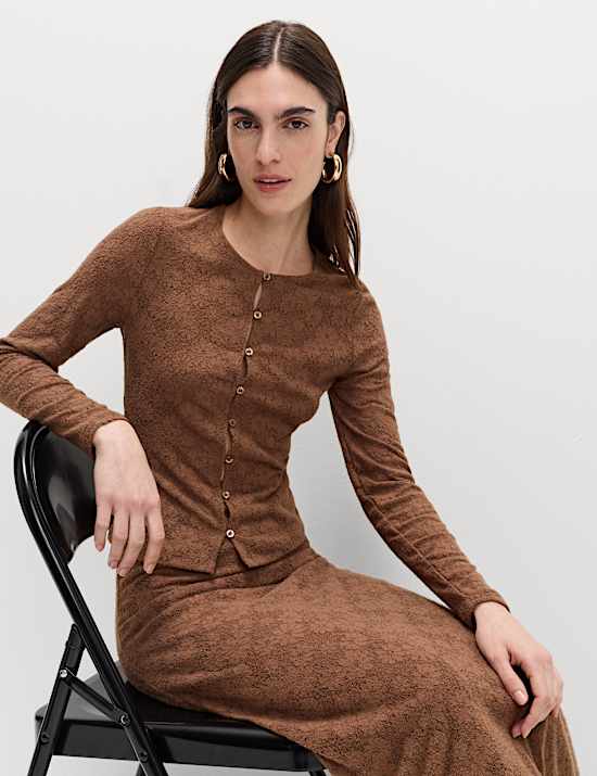 Flower Detail Button Through Cosy Top