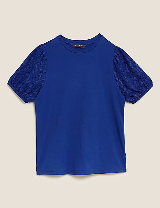 Pure Cotton Textured Short Sleeve Top