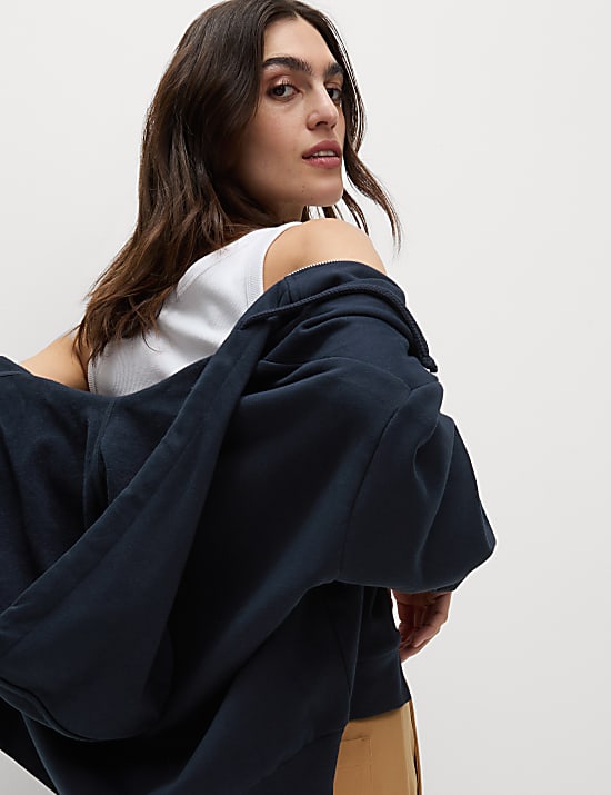 Cotton Rich Zip Up Hoodie