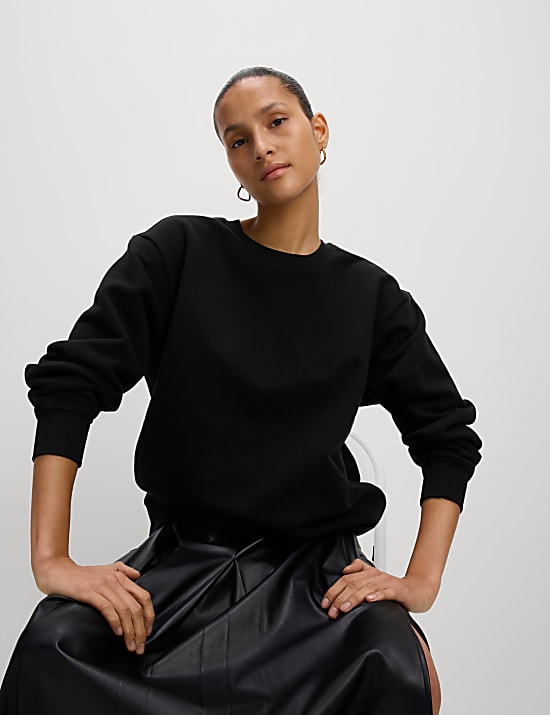 Cotton Rich Oversized Longline Sweat-shirt