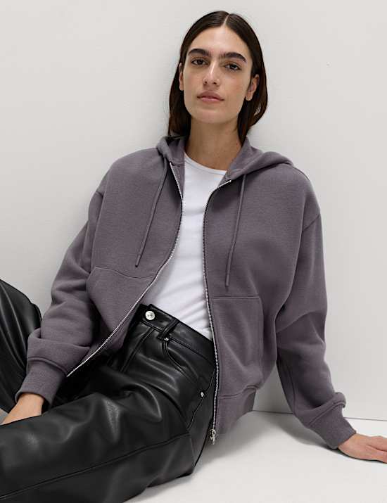 Φούτερ με κουκούλα, φερμουάρ και υψηλή περιεκτικότητα σε βαμβάκι