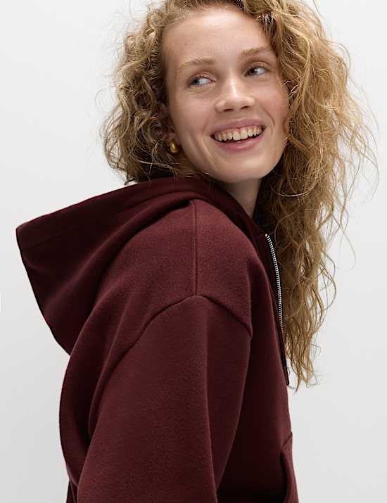 Sweat en coton à capuche et fermeture à glissière