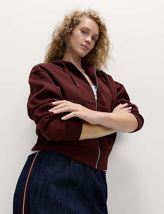 Sweat en coton à capuche et fermeture à glissière