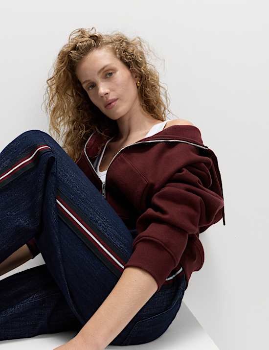 Sweat en coton à capuche et fermeture à glissière