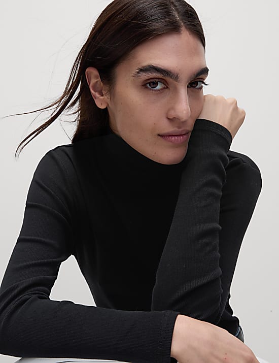 Cotton Rich Ribbed Slim Fit Top