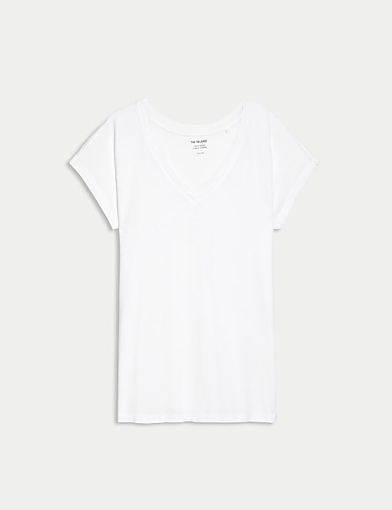 Cotton Rich V-Neck Relaxed Longline T-Shirt