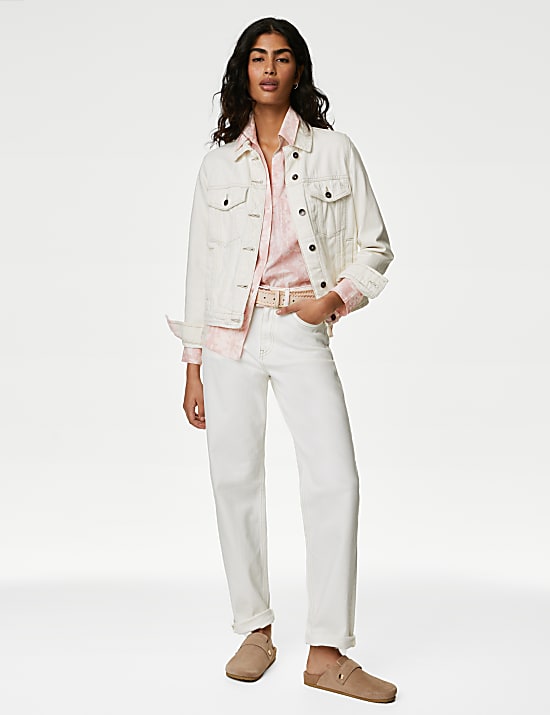 Chemise 100 % coton avec imprim&eacute; et encolure