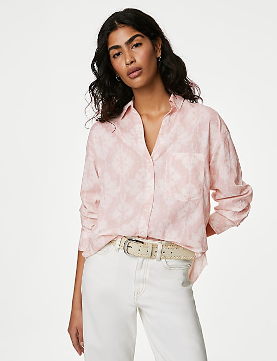 Chemise 100 % coton avec imprim&eacute; et encolure