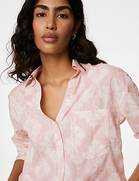 Chemise 100 % coton avec imprim&eacute; et encolure