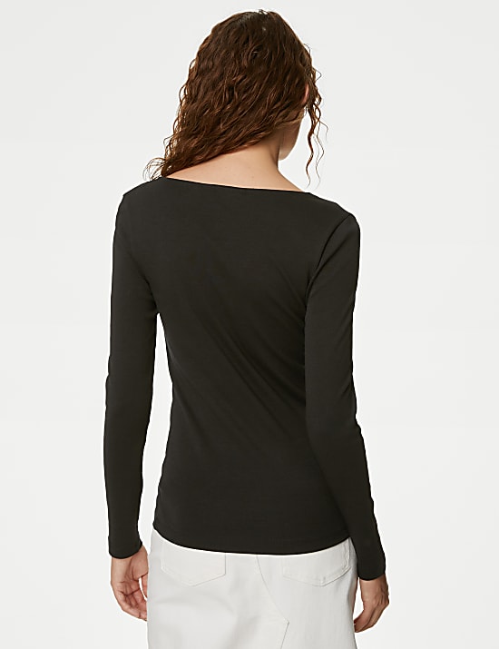 Pure Cotton Square Neck Slim Fit Top